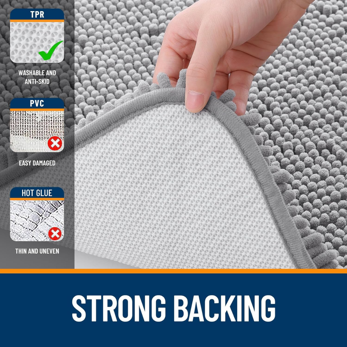 Bathroom Rugs Extra Soft Absorbent Chenille Bath Rugs Rubber Backing Quick Dry Machine Washable Bath Mats for Bathroom Floor Tub and Shower Home Decor Accessories Grey