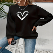 Cozy Love Print Round Neck Pullover Hoodie