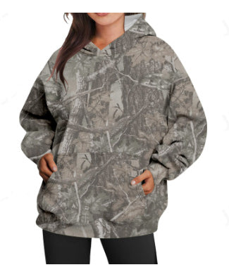 Women's Oversized Maple Leaf Camo Sports Hoodie