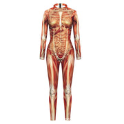 Skeleton Print Full Body Jumpsuit Halloween Costume