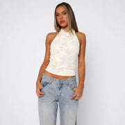 Backless Mesh Top – Chic, Sexy, Stretchy White Streetwear