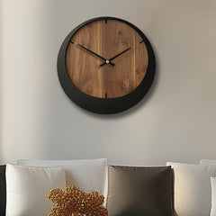Silent wooden wall clock with artistic design