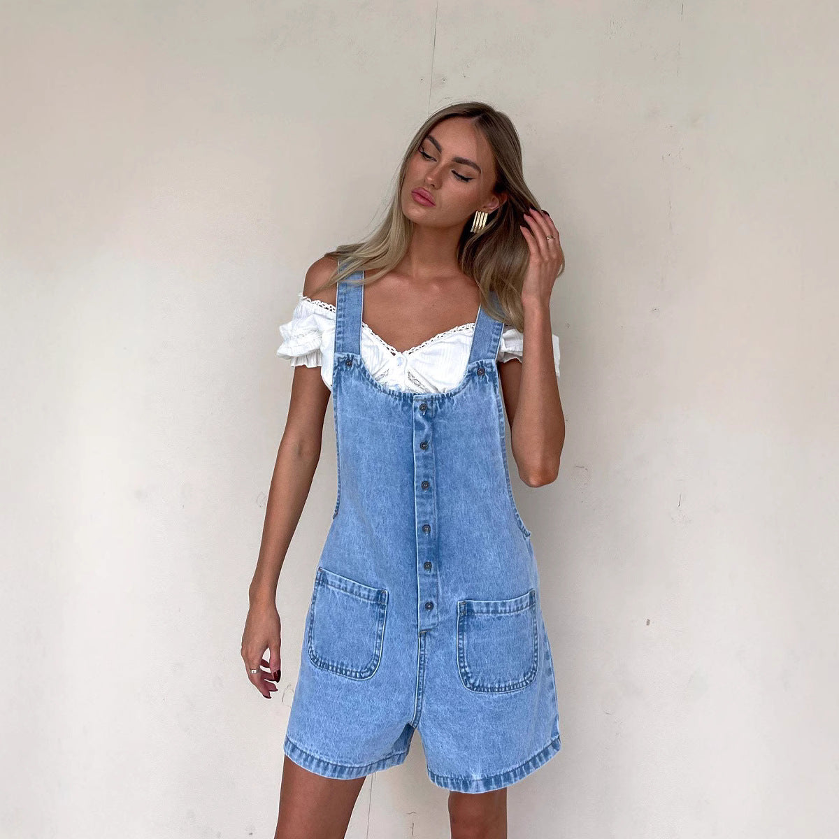 Women's Suspender Trousers Slim Straight One-piece