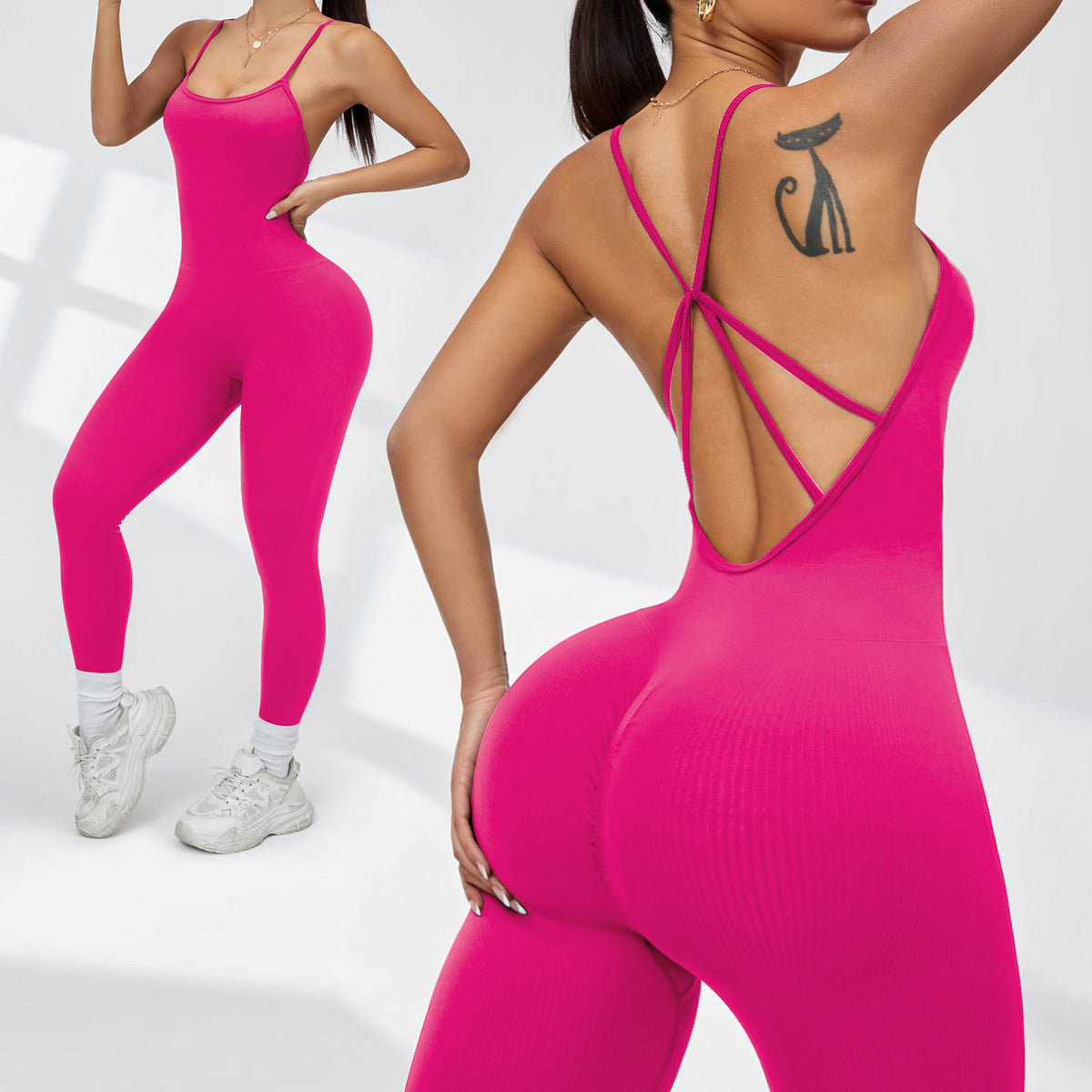 Seamless Fitness Jumpsuit Backless Workout Romper