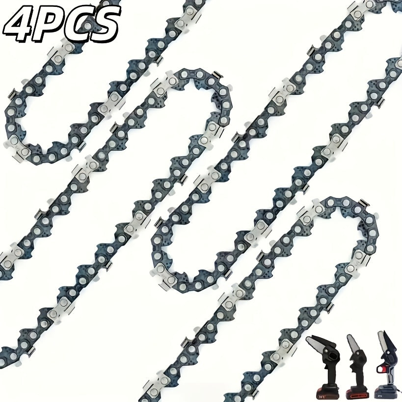 4‑Piece 4‑inch 28‑Link Mini Chainsaw Chain – Cordless Portable Saw Accessory