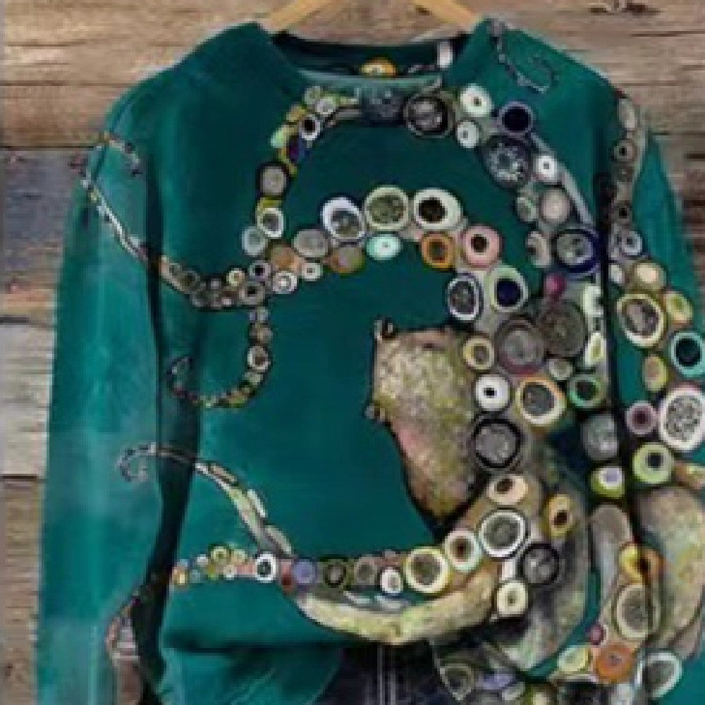 Cozy Printed Crew Neck Sweatshirt for Men & Women