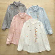 Retro Chinese-style Embroidered Cotton Shirt