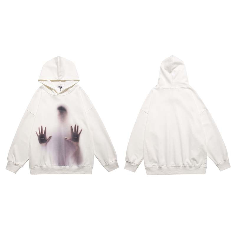 Men's Abstract Print Cotton Hooded Sweatshirt
