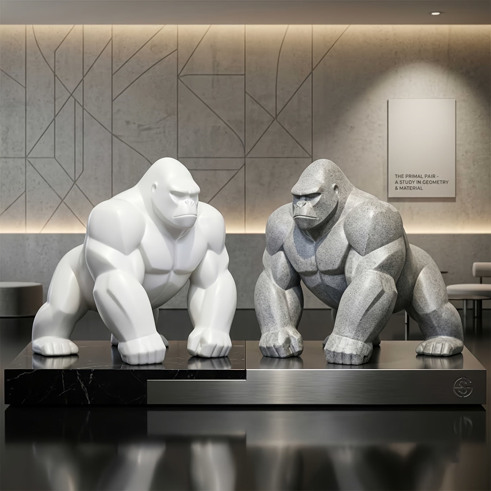 Geometric gorilla sculpture for modern desk and shelf decoration