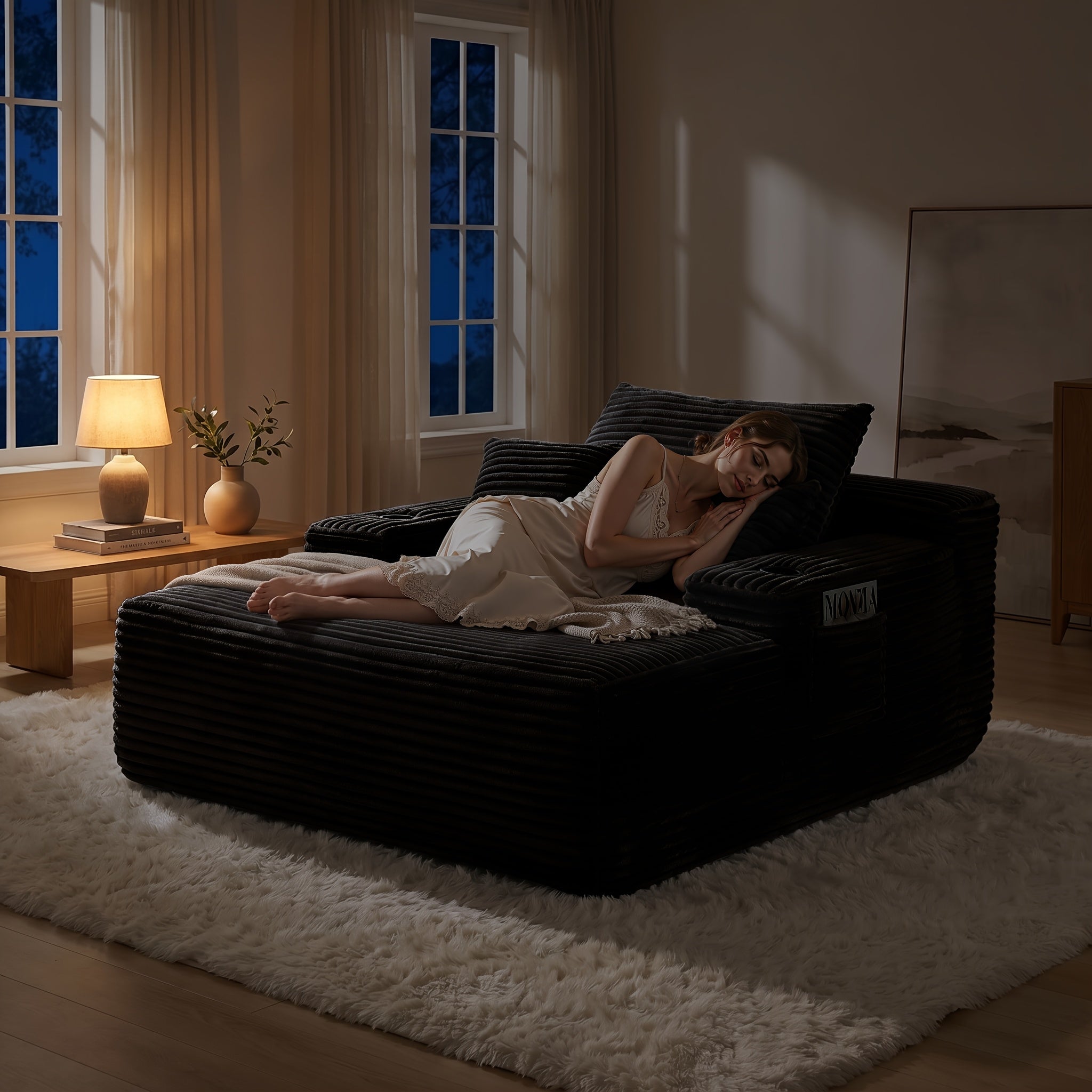 Extra-Large Convertible Chaise Lounge Sofa with High-Rebound Foldable Recliner, Pocket Spring System, High-Density Foam Padding, Cup Holder and Side Pockets