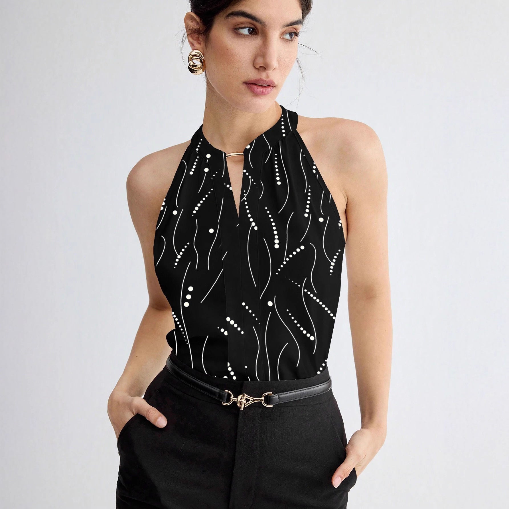 Floral Sleeveless Top – Slim Fit, 3D Embossed Design