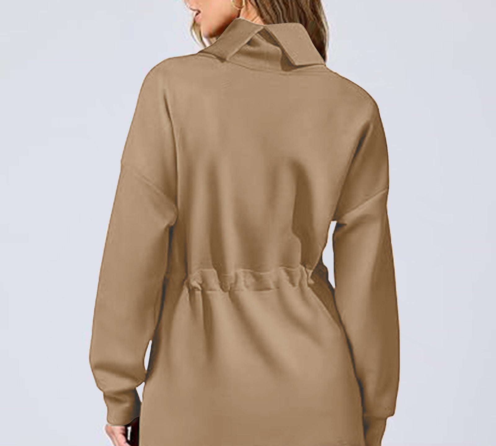 Women's Drawstring Mid-Length Casual Pullover Sweater