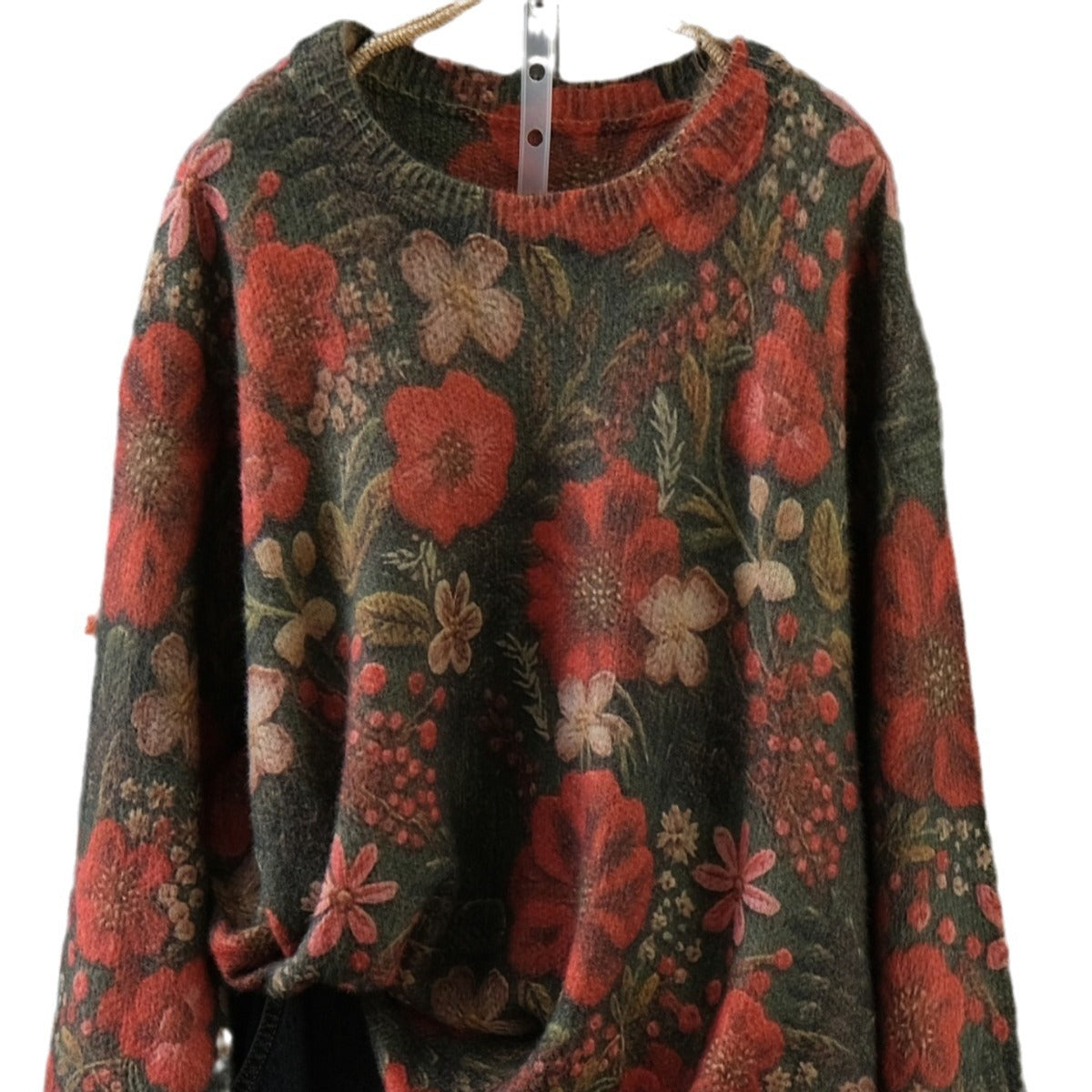 Plus Size Knit Pullover Sweater Loose Retro Outerwear