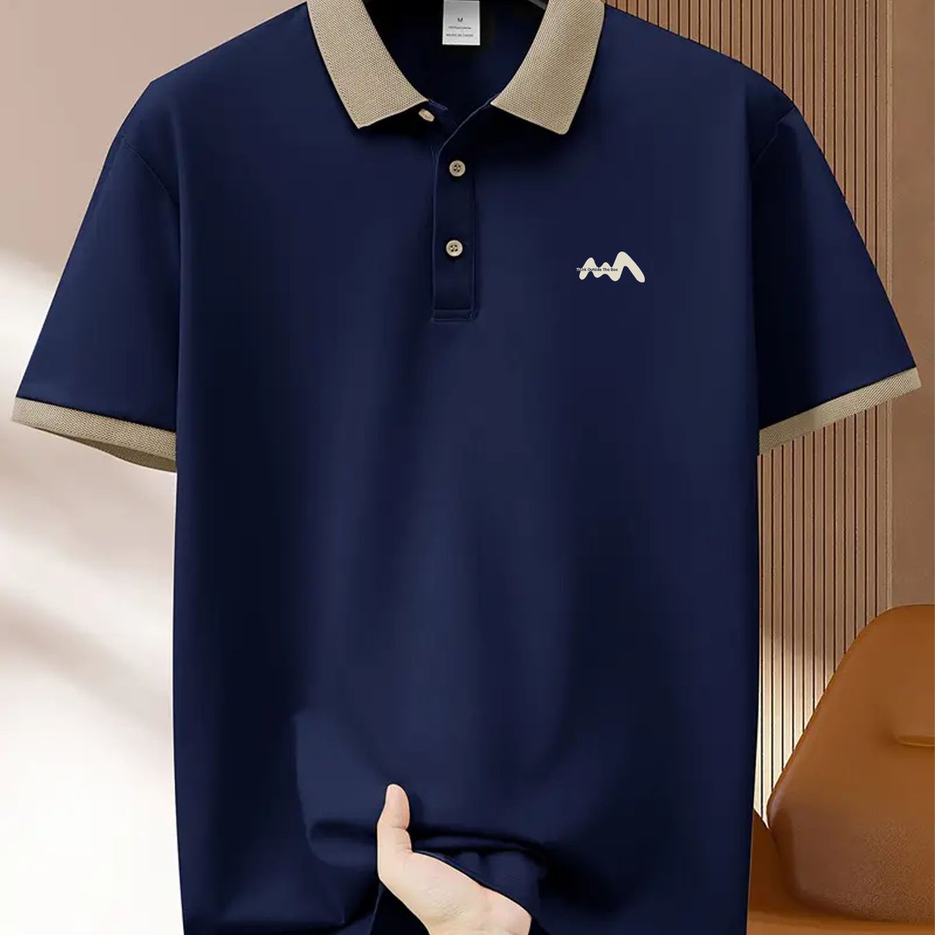 Men's Short Sleeve Polo Shirt with Patterned Letter Print – Business Casual Golf Tee