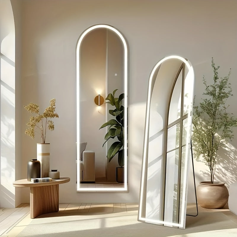 Full-length floor mirror with aluminum frame for bedroom or living room