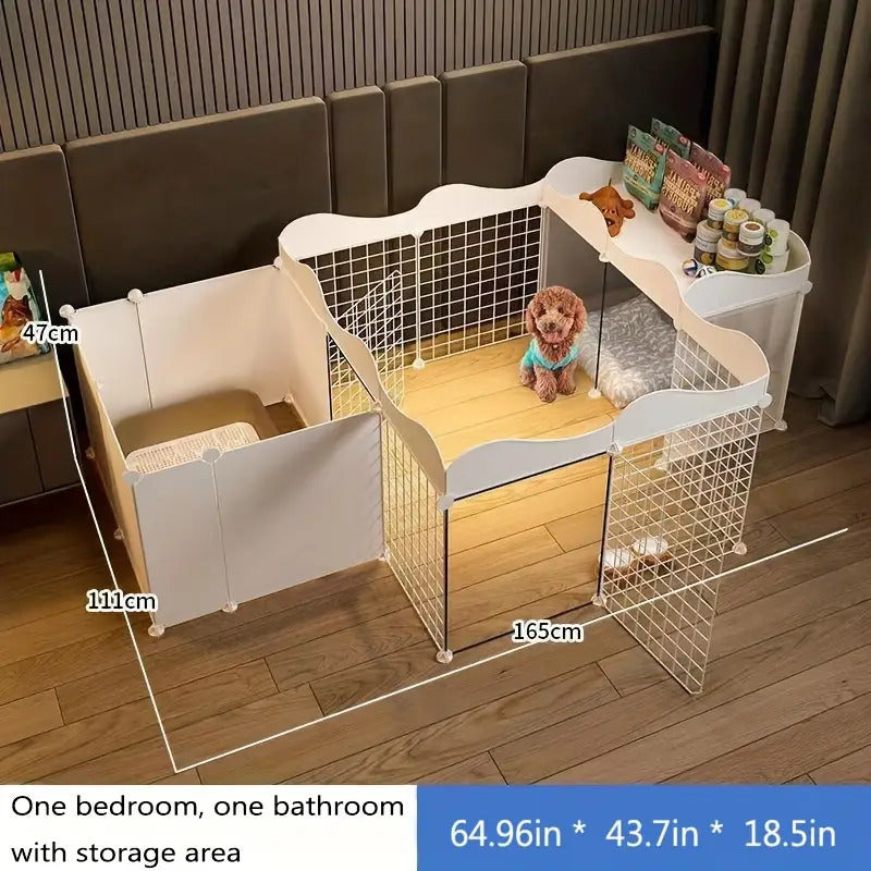 [Luxury Pet Villa] Mozeat Lens Luxury Pet Villa | Easy To Install Fence For Household Pet With Bedroom Design, Fashionable Household Pet Fence For Small Dogs, Medium-Sized Dogs