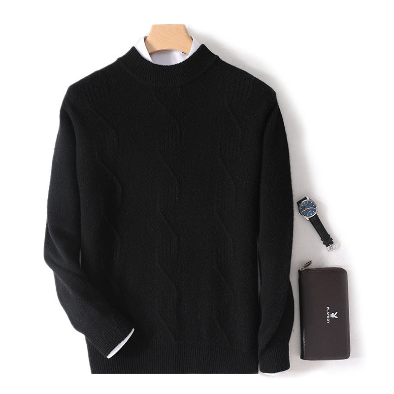 Autumn and Winter Men's Half Turtleneck Thick Sweater Loose Long Sleeve Warm