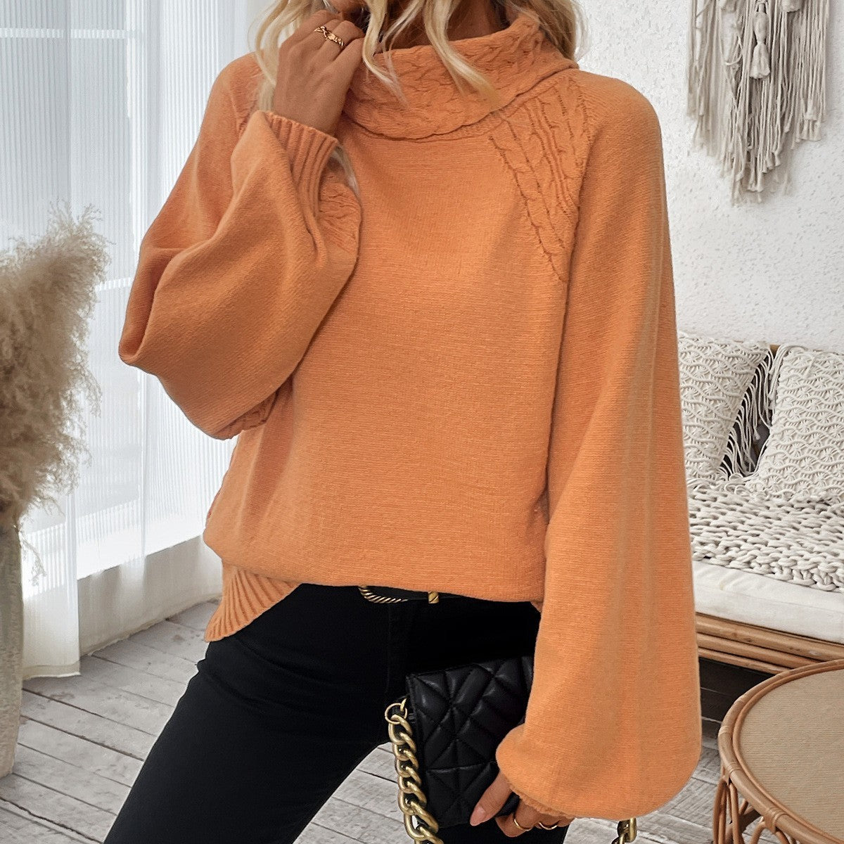 Womens Fallwinter Straight-neck Turtleneck Sweater