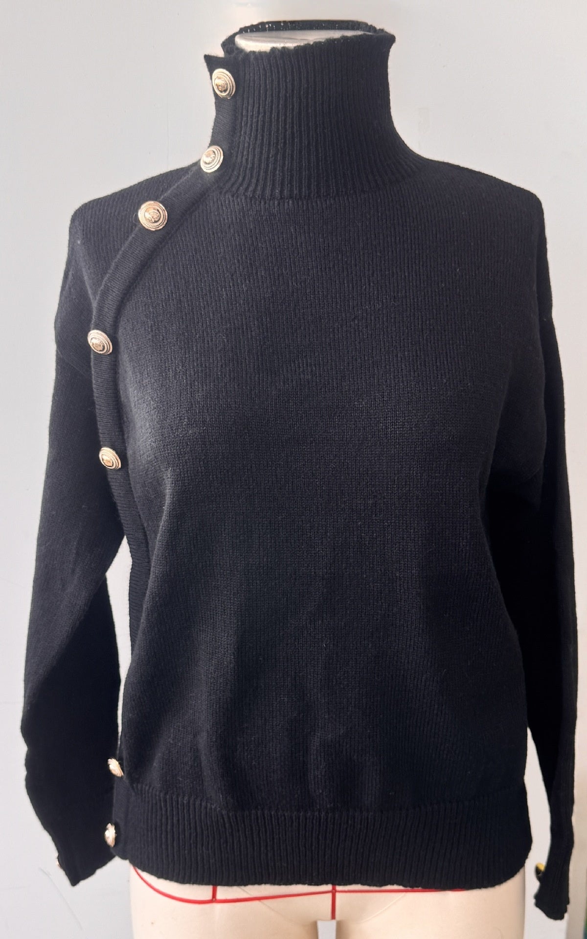 Women's Decorative Button Turtleneck Sweater