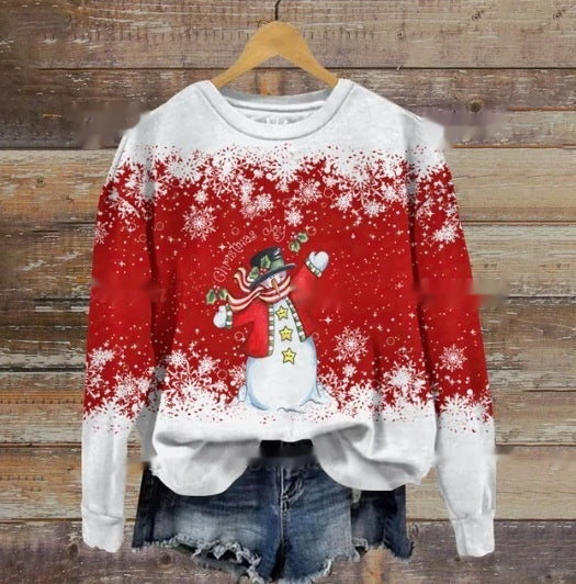 Women's Festive Holiday Print Crewneck Christmas Sweater