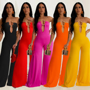 Chic Sleeveless Solid Color Long Jumpsuit for Women
