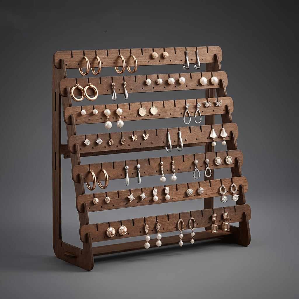 7‑Tier Thin Wood Earring Display Stand