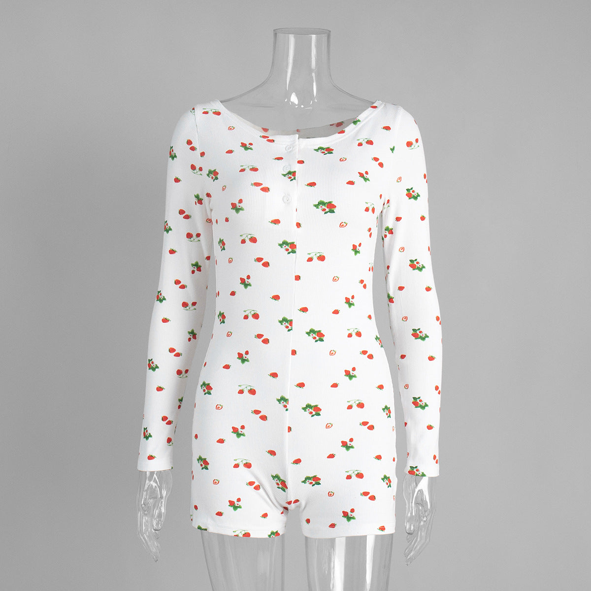 Women's Printed Long-Sleeve Jumpsuit Pajamas