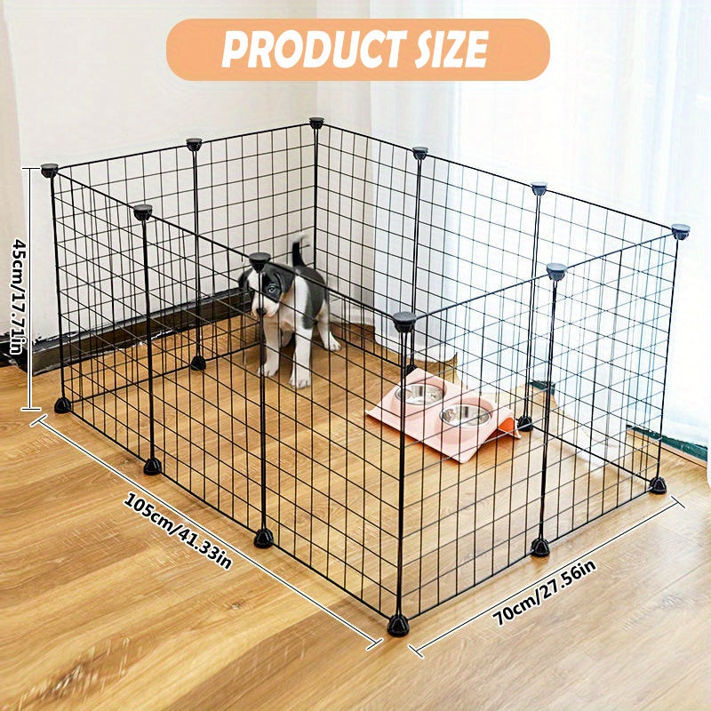 MOZEAT LENS Heavy-Duty Metal Multi-Functional Indoor/Outdoor Dog Playpen with Adjustable Height & Spacious Design - Foldable & Portable Pet Fence with Non-Slip Base, Escape-Proof