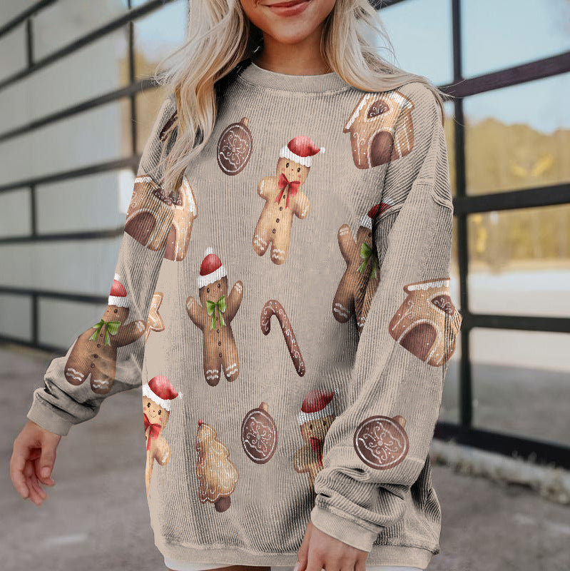 Women's Fashion Print Loose Long Sleeve Sweater
