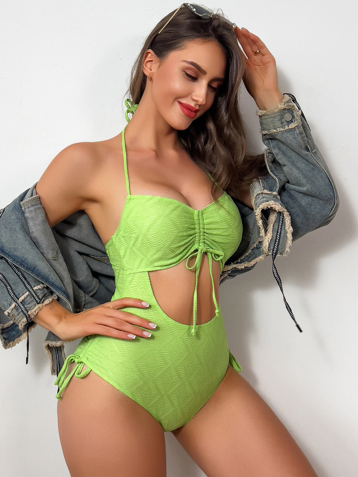 Women's Solid Color Spaghetti Straps One-piece Swimsuit