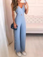 Chic Hollow-Out High-Waist Straight Leg Jumpsuit