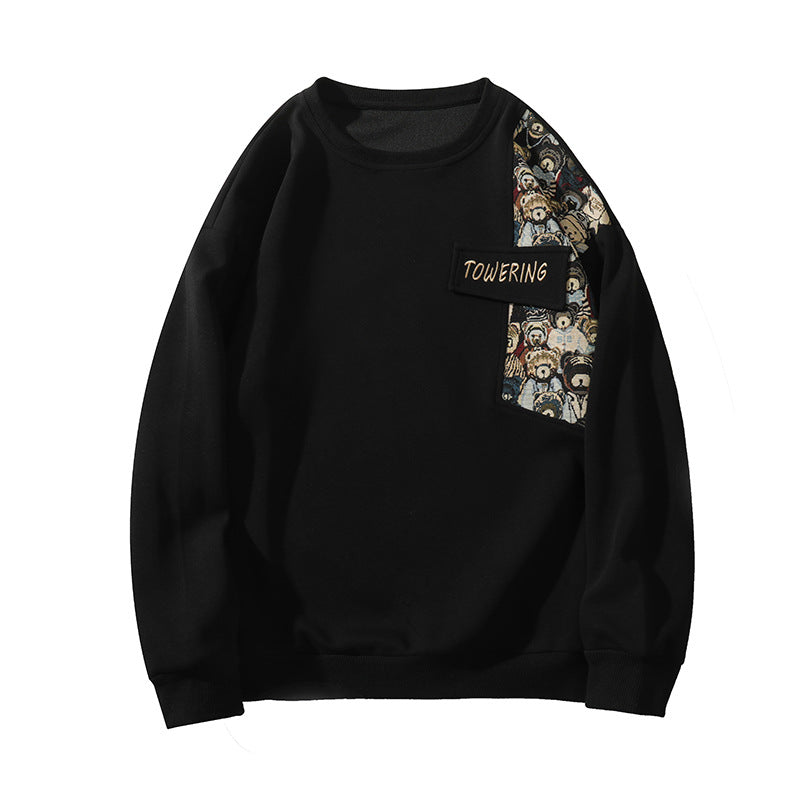 Retro Bear Embroidered Crewneck Sweater