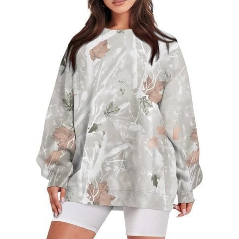 3D Digital Print Casual Long-Sleeve Round Neck Pullover