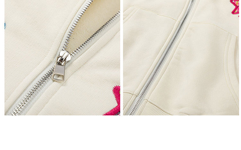 Women's Embroidered Loose Hoodie - Cozy Autumn & Winter Wear