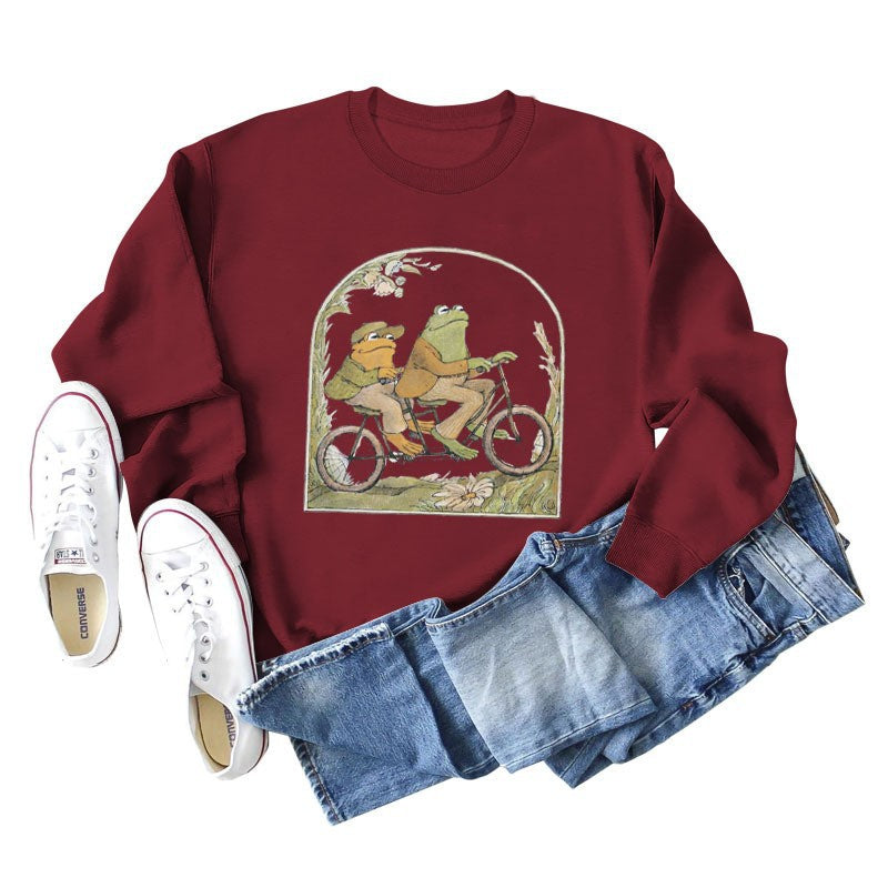 Cute Frog & Toad Casual Cotton Pullover Sweatshirt