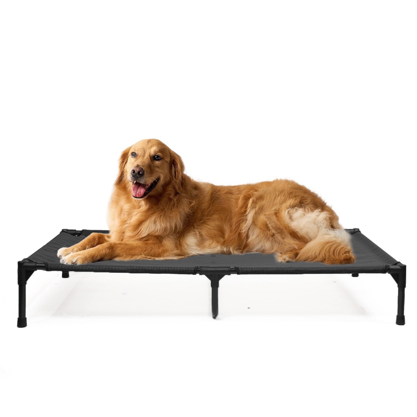 Elevated Dog Cot For Large Dogs - Cooling Breathable Mesh Hammock Bed With Non-Slip Feet, Portable Foldable & Washable Pet Bed, Durable Textilene Fabric, Easy Assembly, Striped Design For Medium/La...