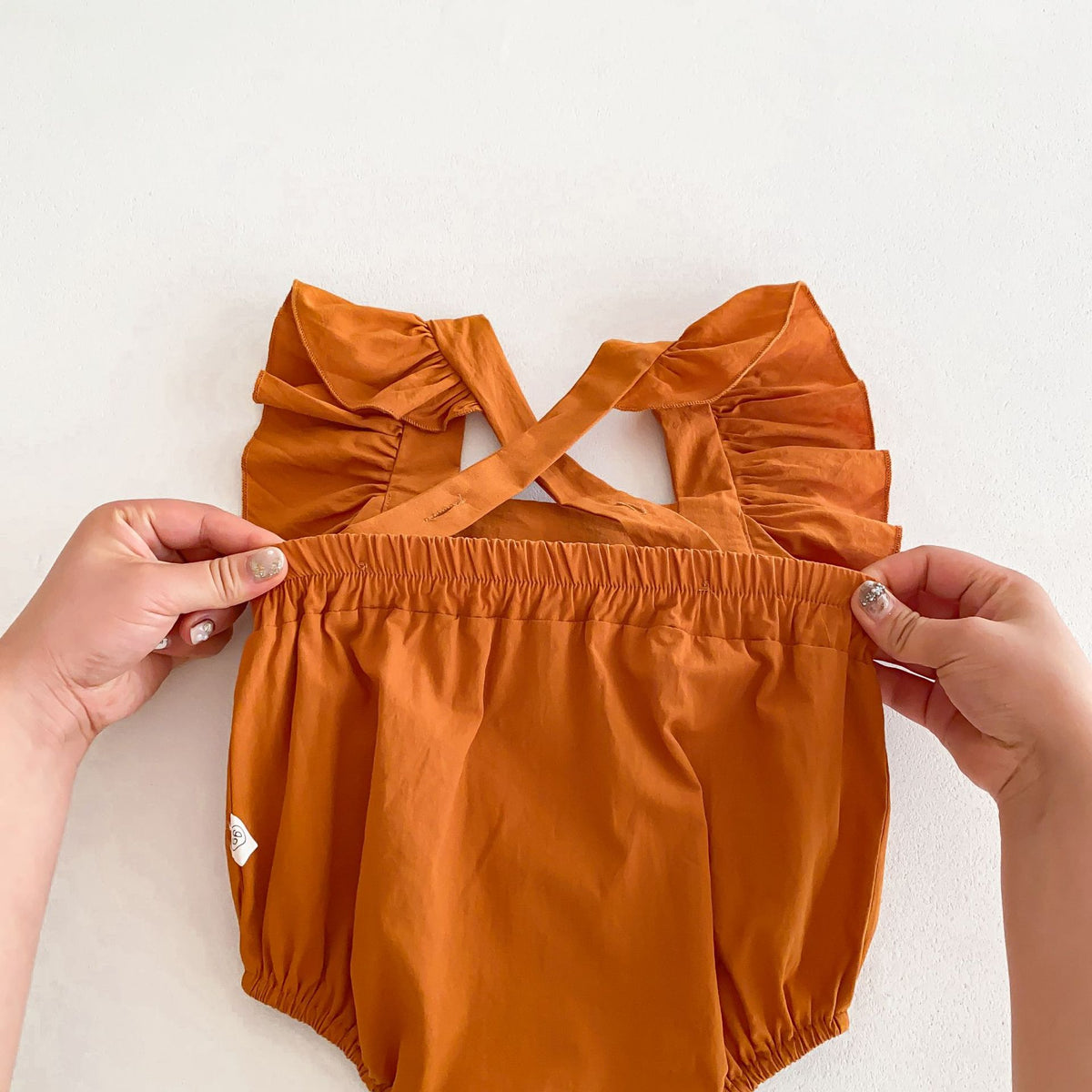 Baby Girl Summer Pure Color Cotton Strap Triangle Rompers