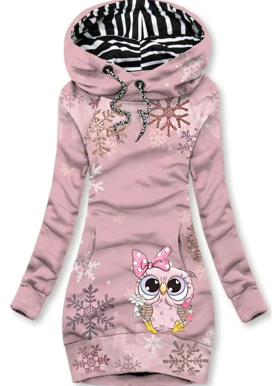 3D Printed Women's Casual Hoodie Sweatshirt Dress