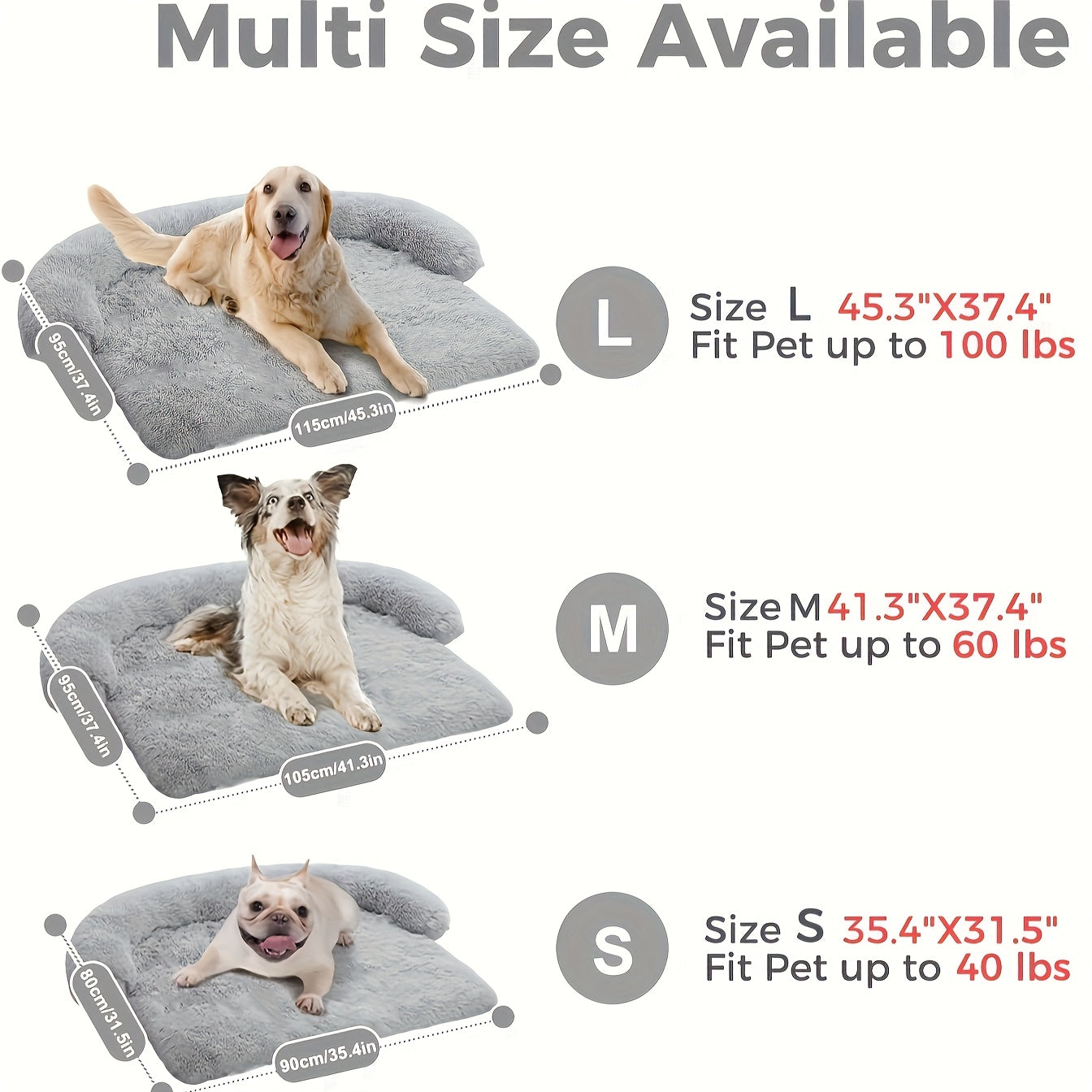 Extra Large Orthopedic-like Pet Bed - Plush Sofa-like Dog Bed With Thick Soft Cushioning, Non-slip Base - All--one Pet Couch For Large, Medium, Small, Extra-small Dogs - Luxury Pet Furniture For