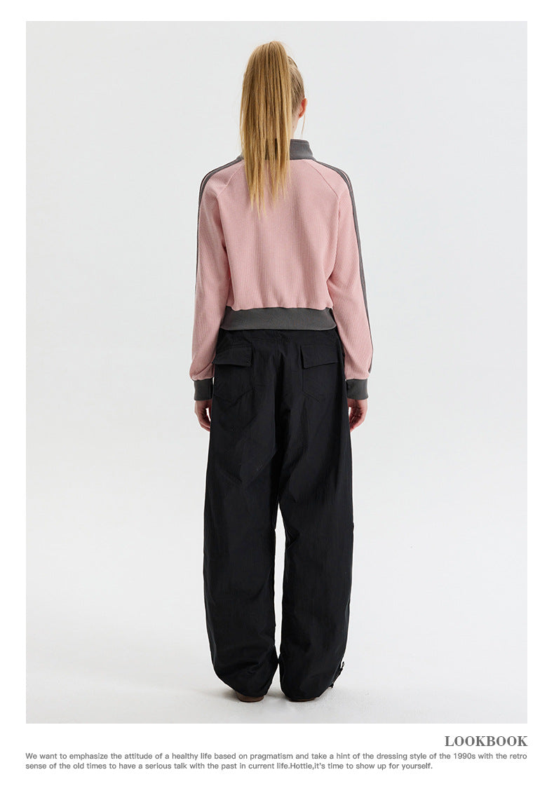 Retro Pink Star Contrast-Trim Cardigan Sweater