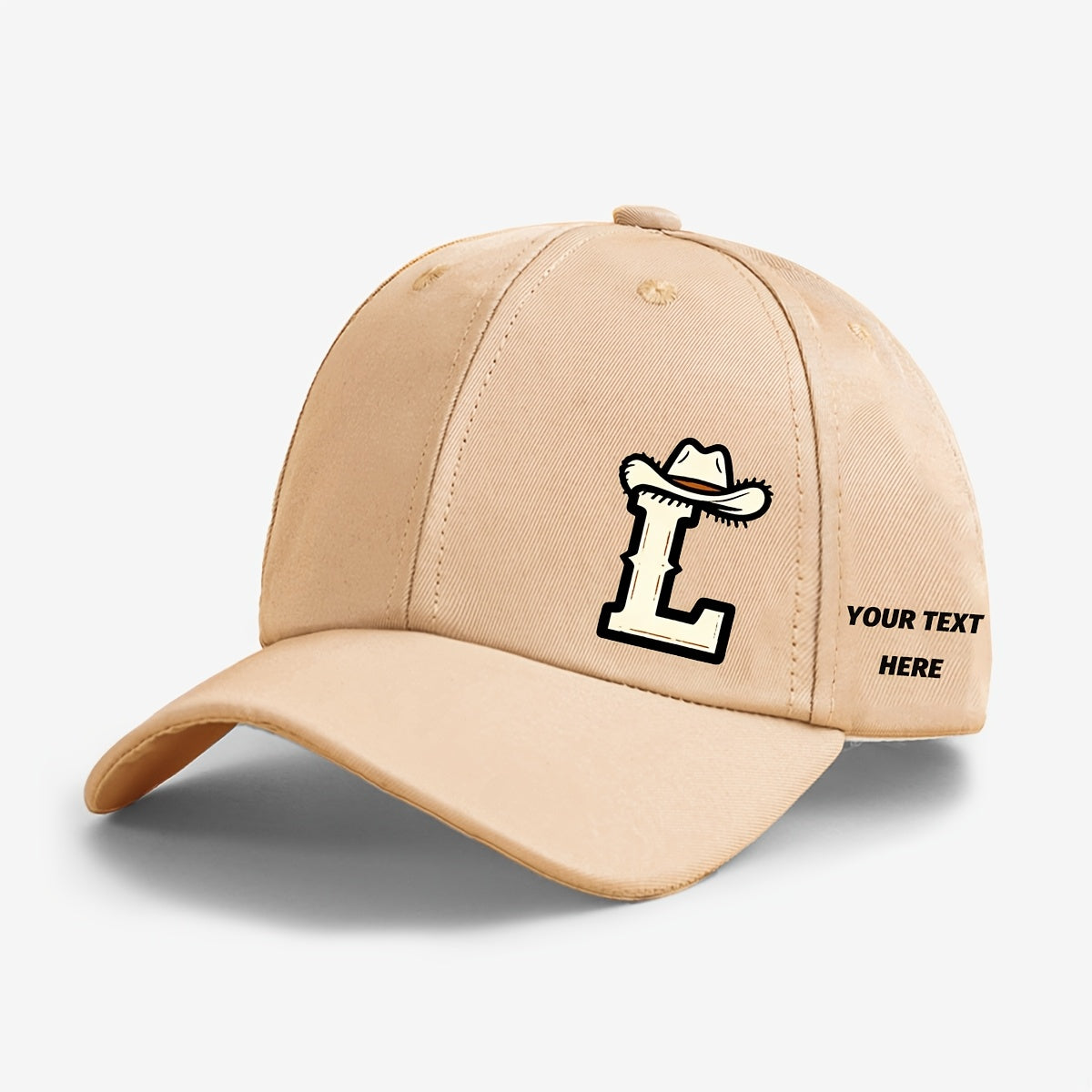 Kids Cowboy Style Baseball Cap with Letter Print and Custom Side Text, Lightweight and Comfortable (Ages 5-10)