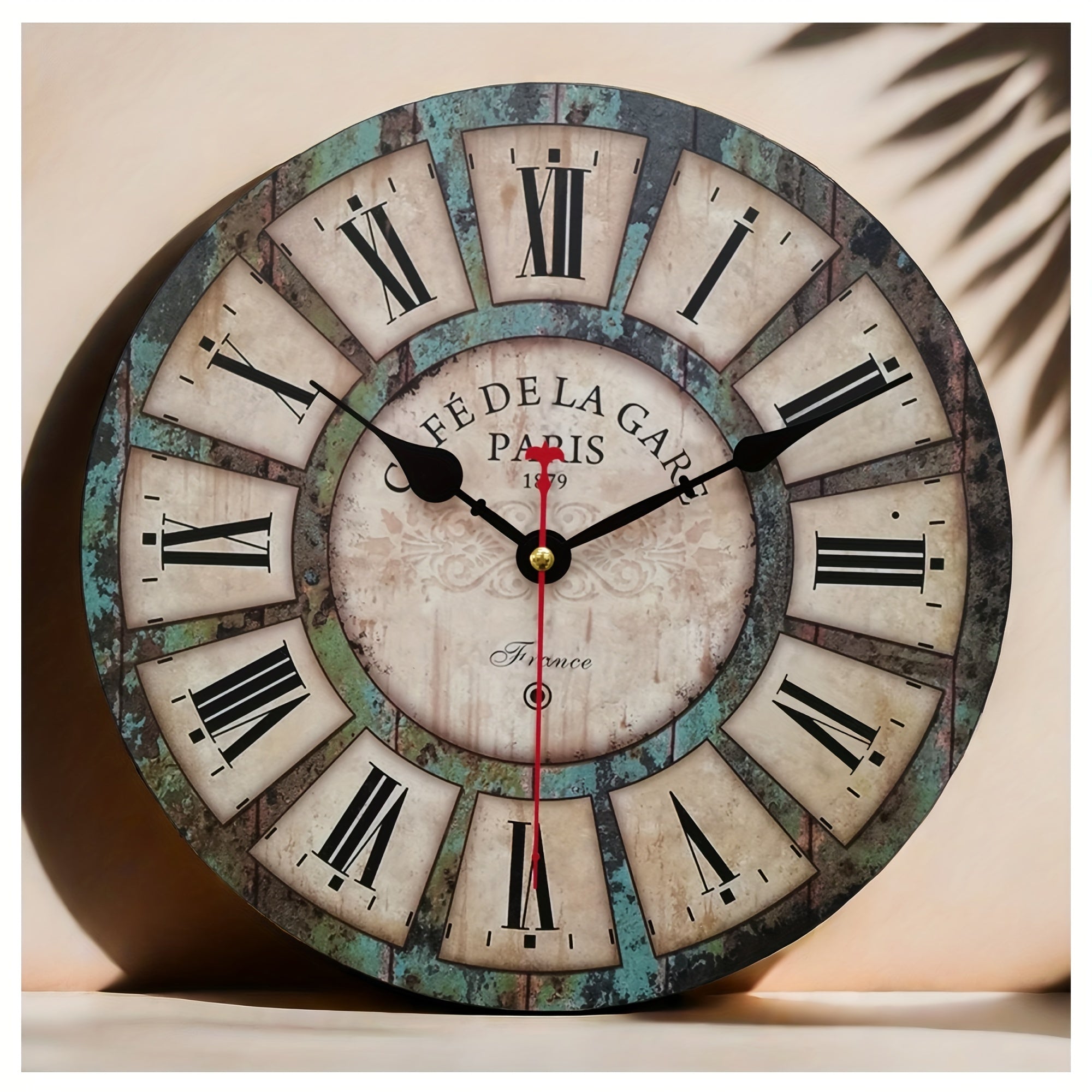 Silent Wood Wall Clock, Rustic Country Clocks, Vintage Farmhouse Home Decor Clock For Kitchen, Bedroom, Living Room, Office