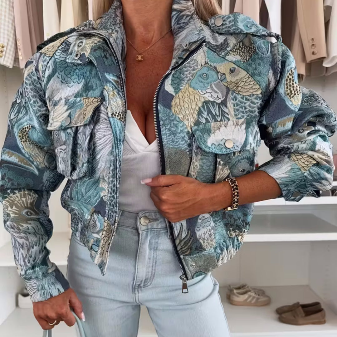 Women's Fall Peacock Print Jacket