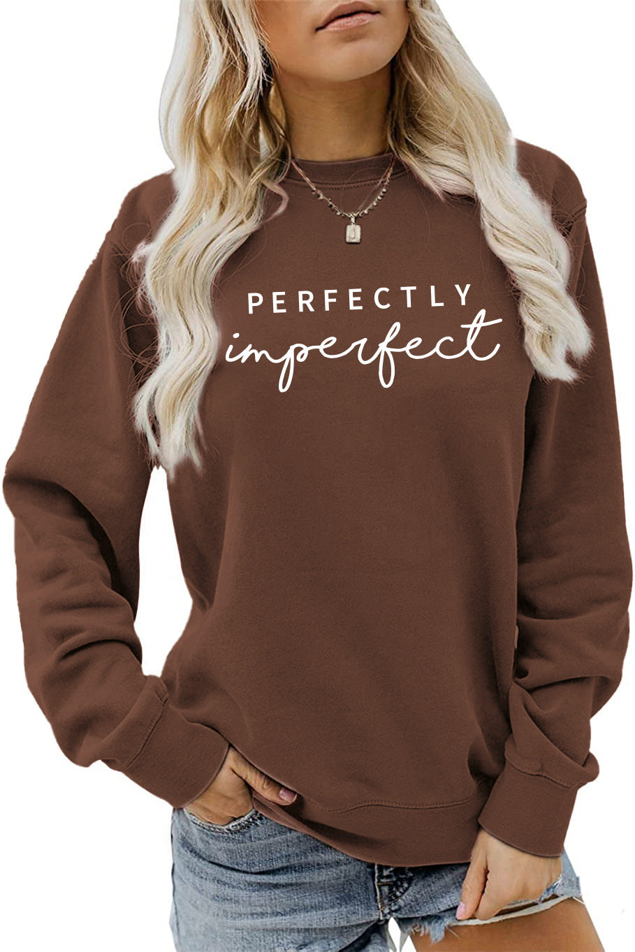 PERFECTLY Imperfect Women's Round Neck Long Sleeve Sweater