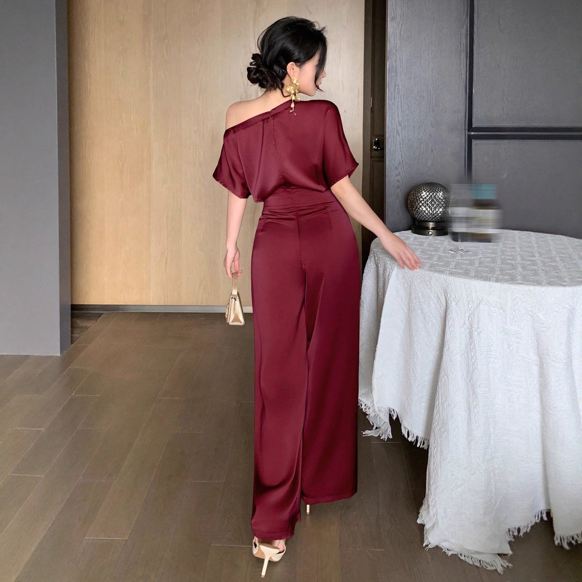 Elegant Asymmetrical One-Piece Formal Jumpsuit