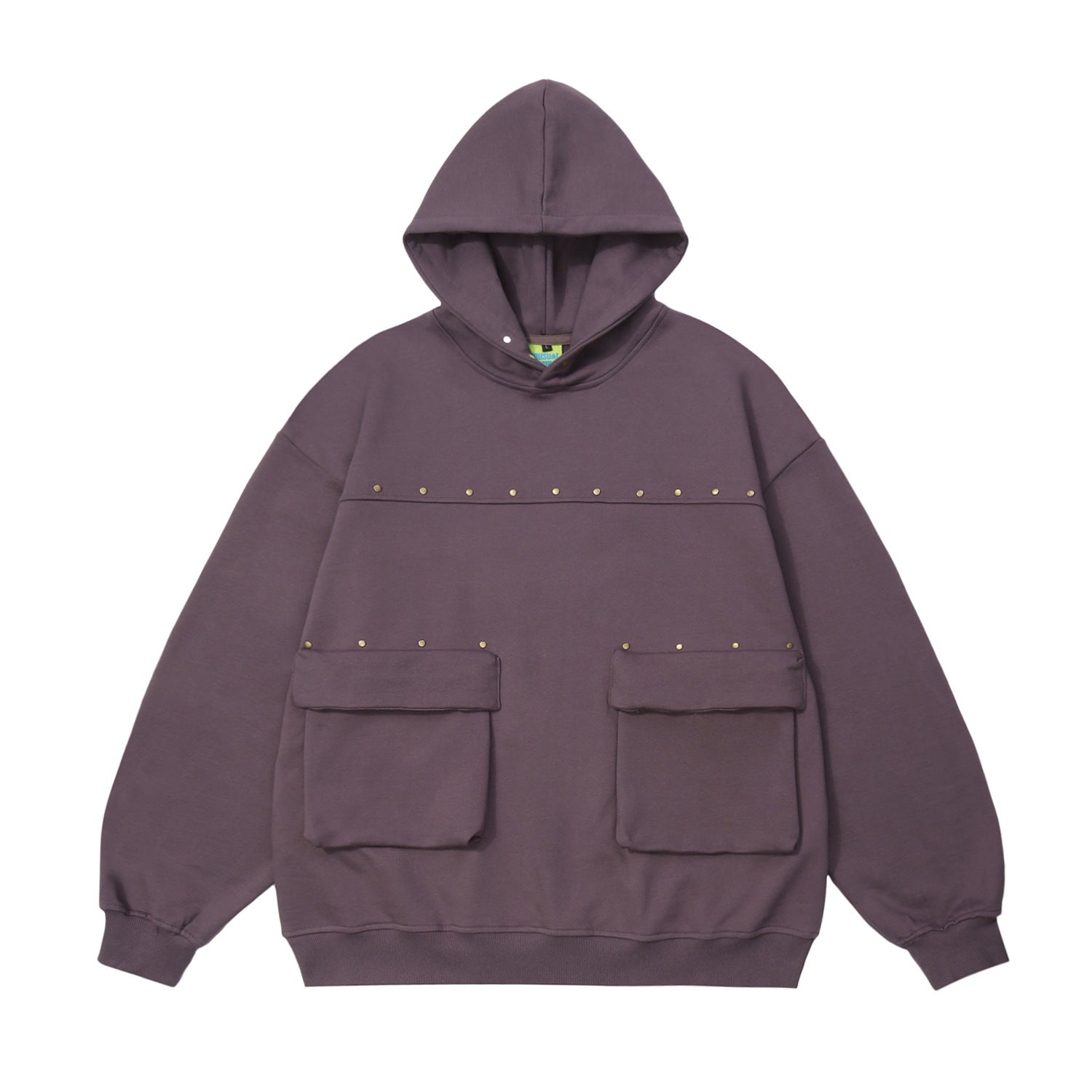 Men's Streetwear Hooded Terry Sweater with Rivets