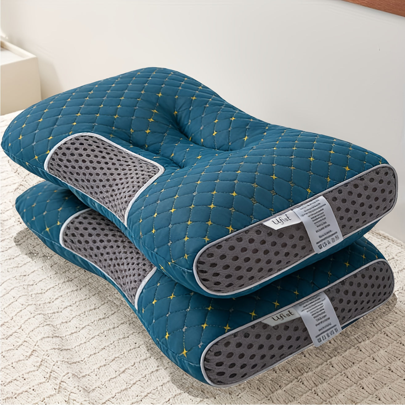 Two‑Piece Soft Woven Neck Massage Pillow Set – Adjustable Ergonomic Core with Removable Pillowcase