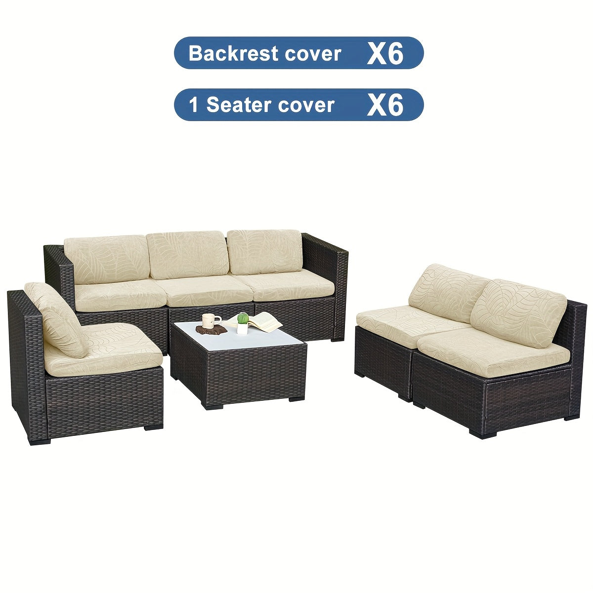 12/14pcs Stretch Large Leaf Jacquard Outdoor Terrace Cushion Covers Sofa Chair Covers Sofa Covers Pillow Covers Replacement Furniture Covers Suitable for Pets Washable