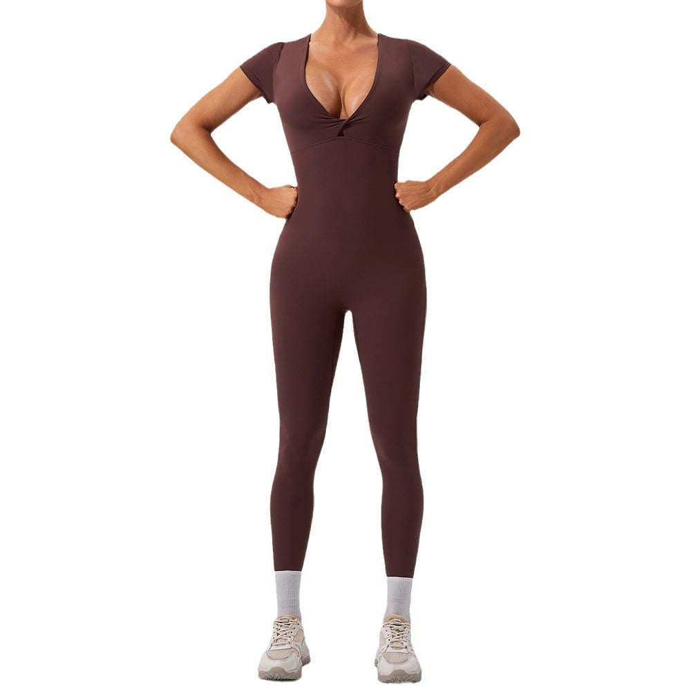 Nude-Feel Short Sleeve Yoga Jumpsuit