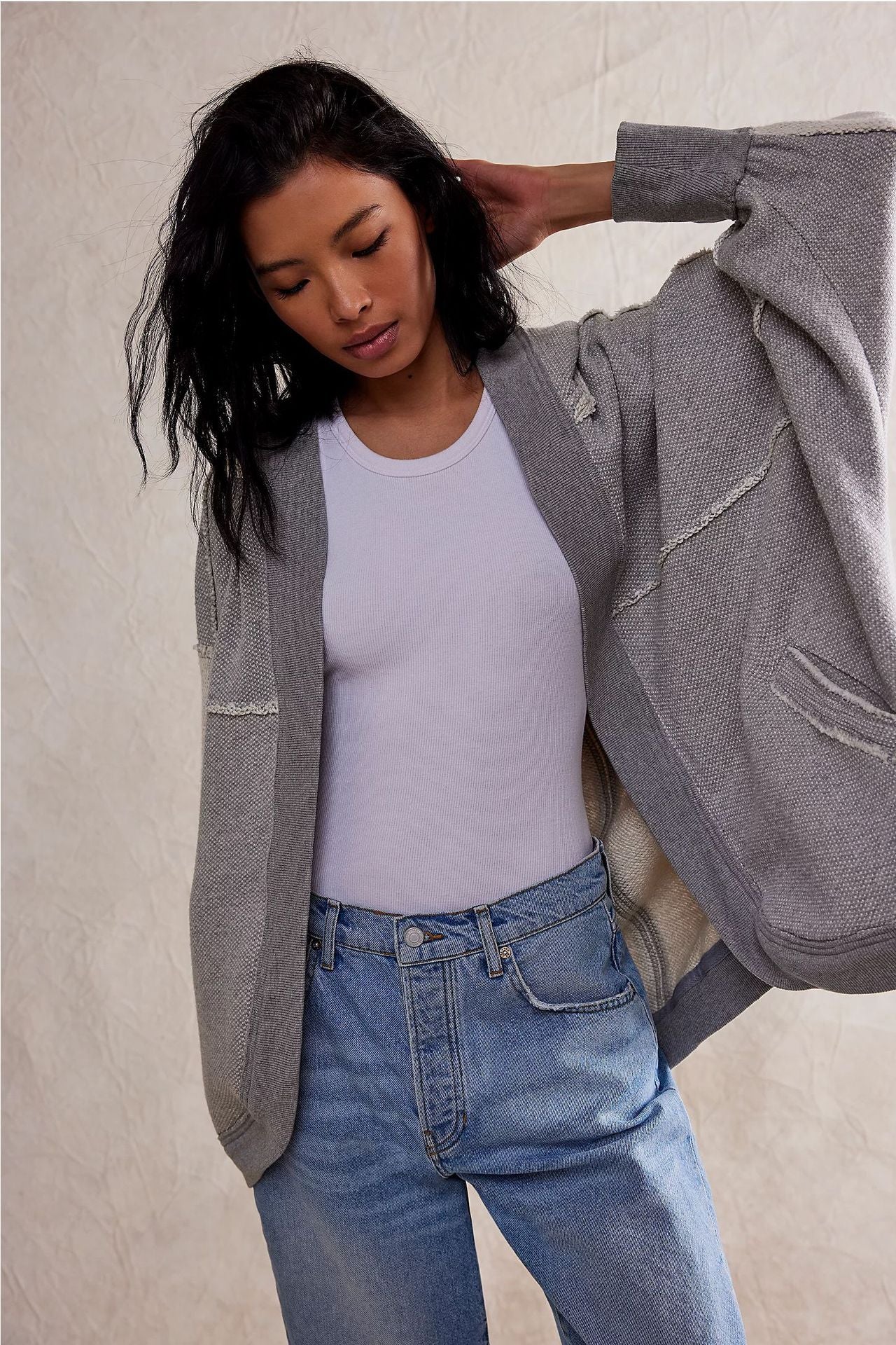 Retro Sport Hooded Cardigan Cotton Zip Sweatshirt